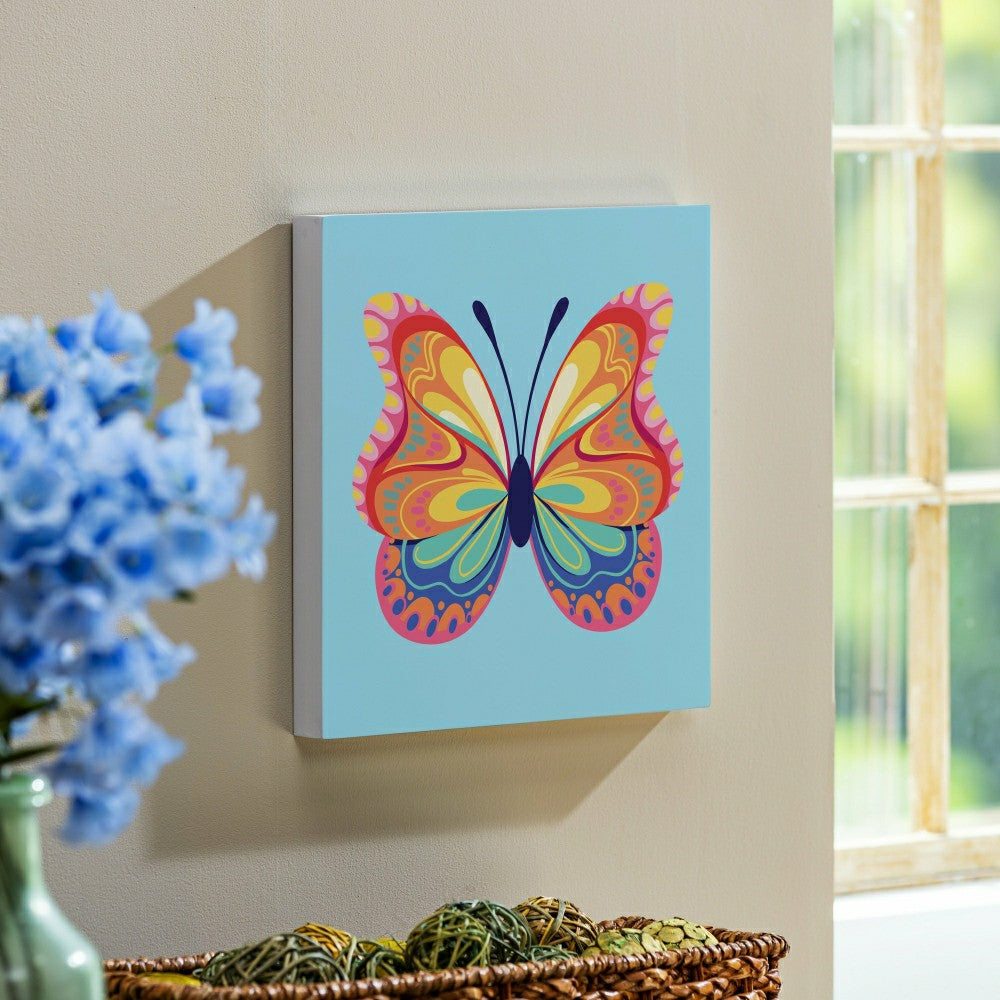 Plow & Hearth Bunny Blooms Indoor Wall Decor, Blue Butterfly, 12" L x 12" H