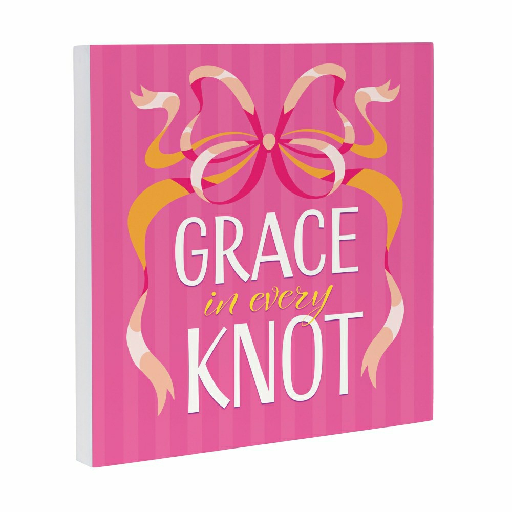Plow & Hearth Bunny Blooms Indoor Wall Decor, Grace in Every Knot, 12" L x 12" H
