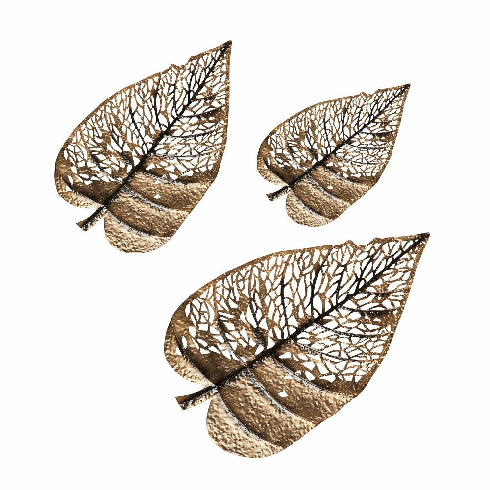 Plow & Hearth Set of 3 Metal Decorative Leaves Wall Décor