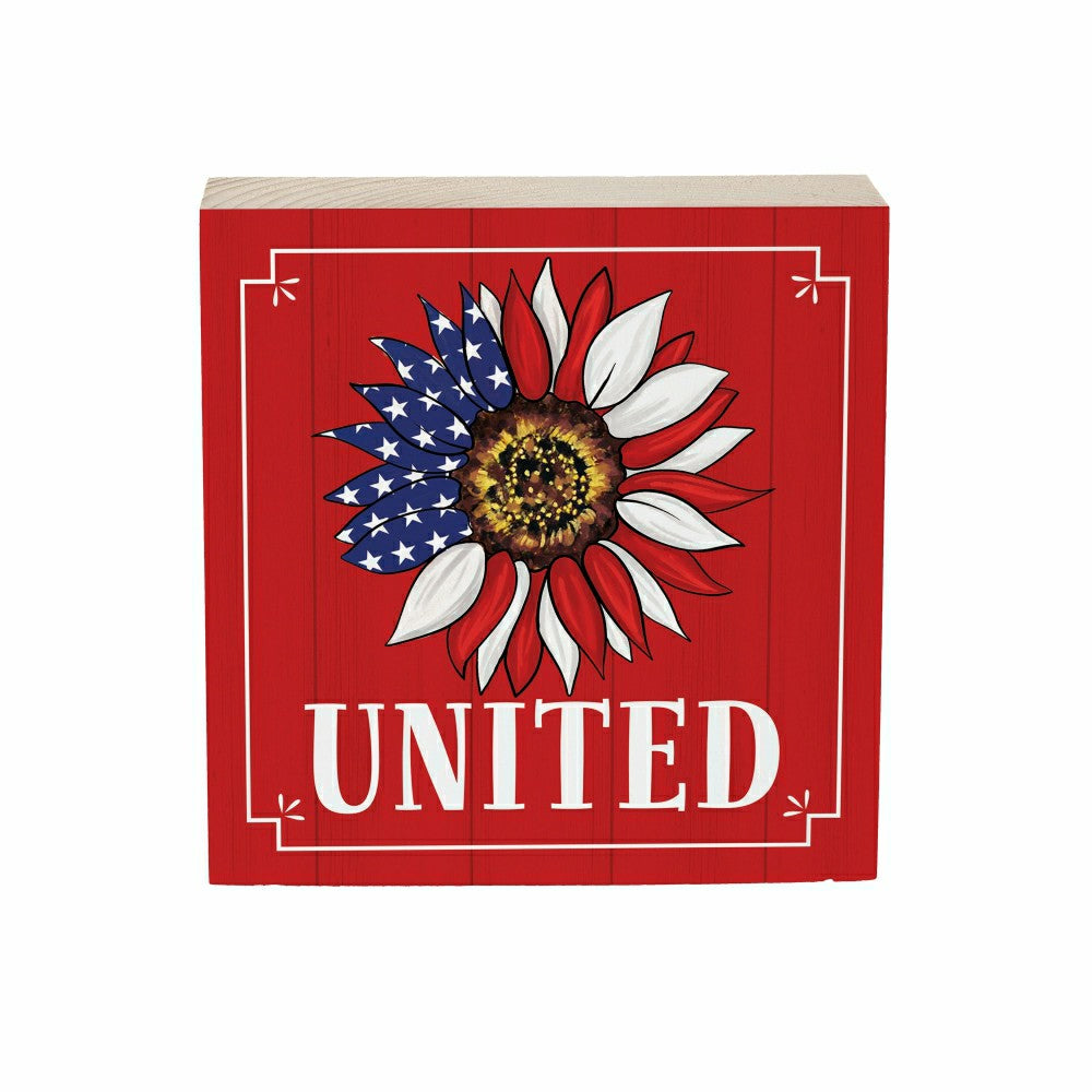 Plow & Hearth American Classic Sign Wood Block "United", 6"x6"