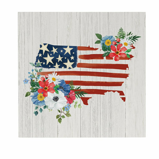 Plow & Hearth American Classic Indoor Wall Decor, Floral USA, 12" L x 12" H