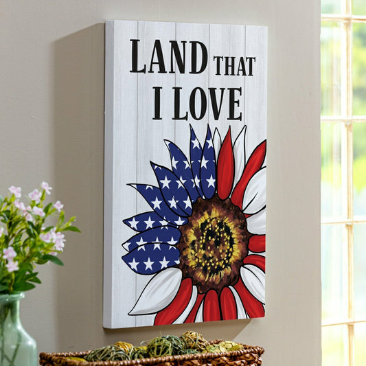 Plow & Hearth American Classic Indoor Wall Decor, Land that I Love, 16" L x 24" H