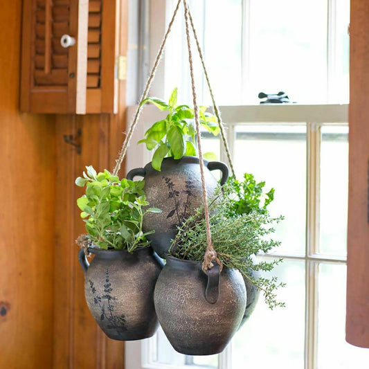 Plow & Hearth Triple Hanging Clay Pot Planter