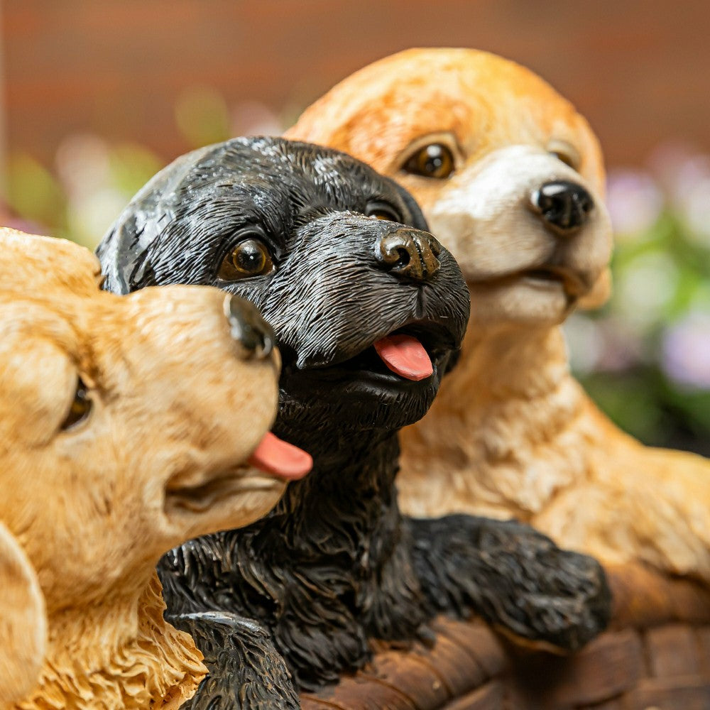 Plow & Hearth Puppies and Basket Resin Planter