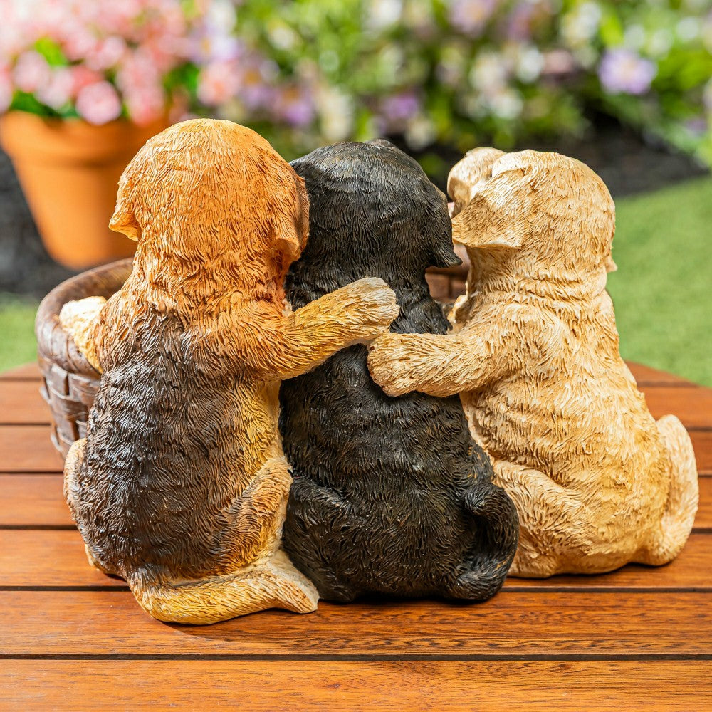 Plow & Hearth Puppies and Basket Resin Planter