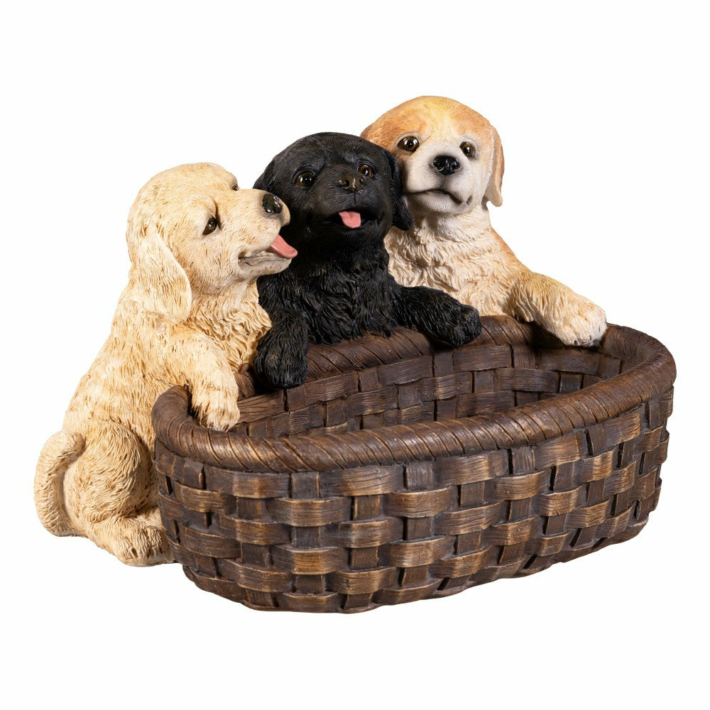 Plow & Hearth Puppies and Basket Resin Planter