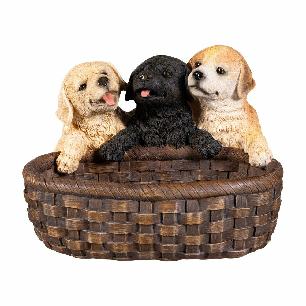 Plow & Hearth Puppies and Basket Resin Planter