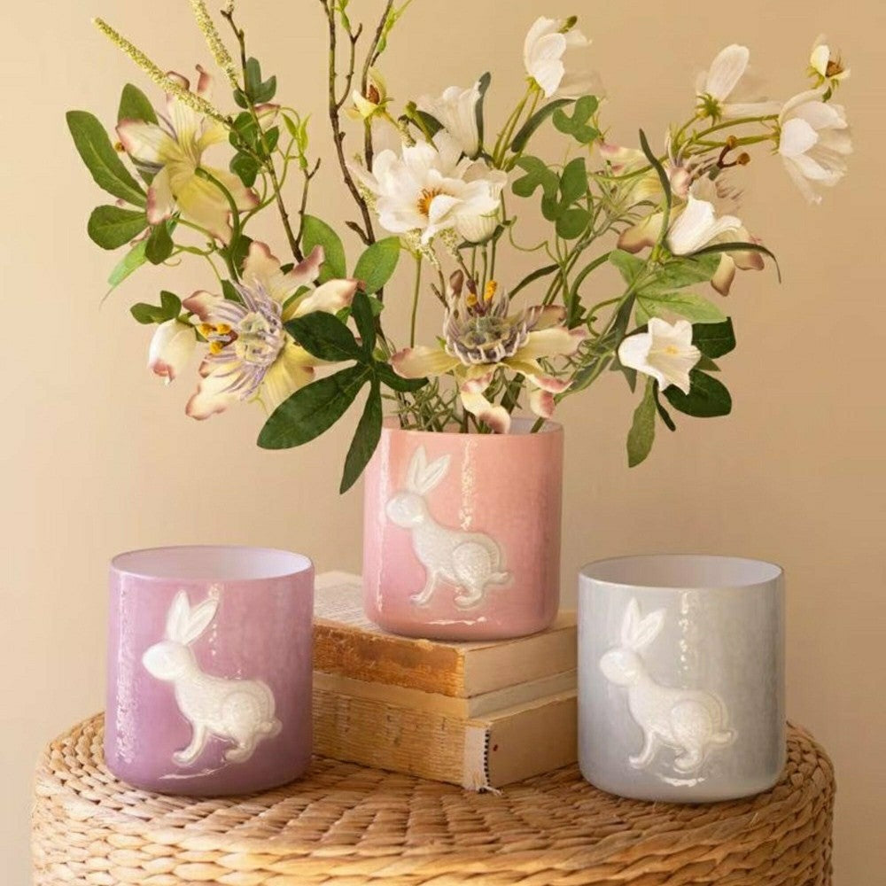 Plow & Hearth Glass Bunny Vases, Set of 3