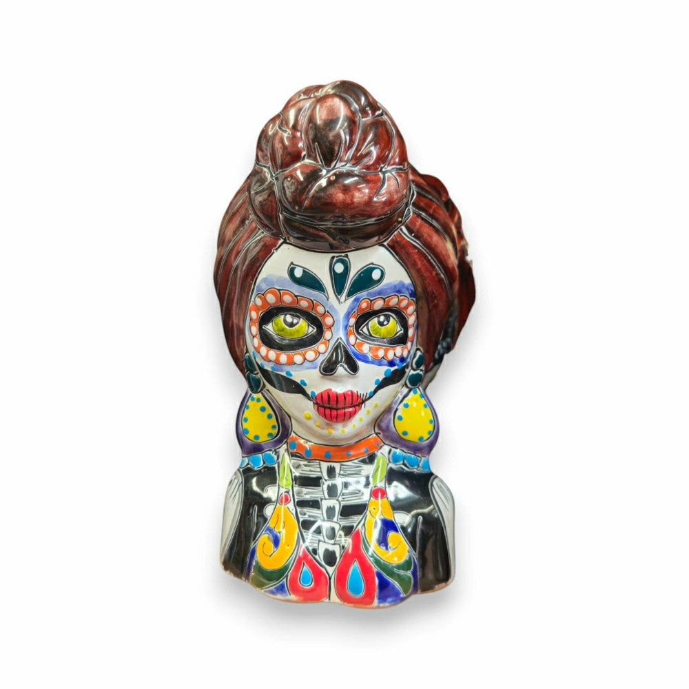 Plow & Hearth Talavera Skull Lady Planter