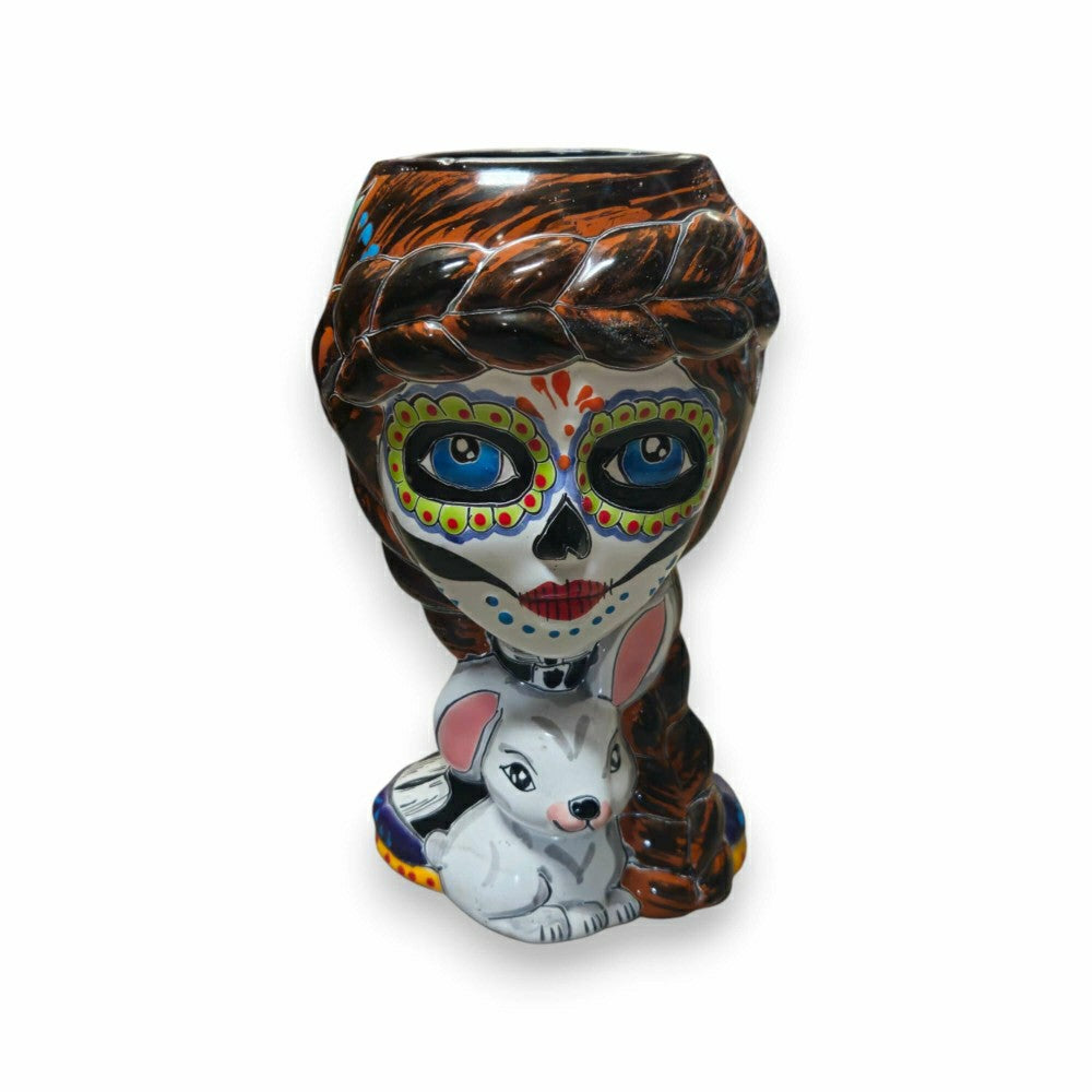 Plow & Hearth Day of the Dead Lady & Bunny Planter