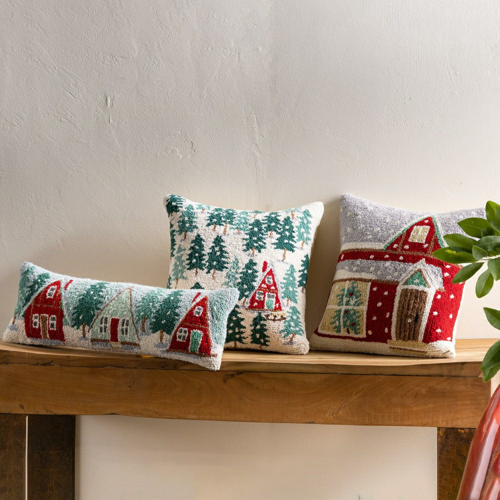 Plow & Hearth Cabin in the Woods Hooked Pillow