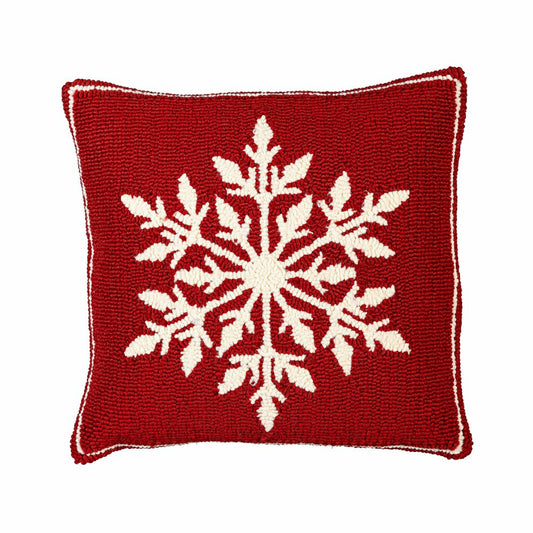 Plow & Hearth Indoor/Outdoor Hooked Pillow Snowflake Polypropylene, 18"x18"
