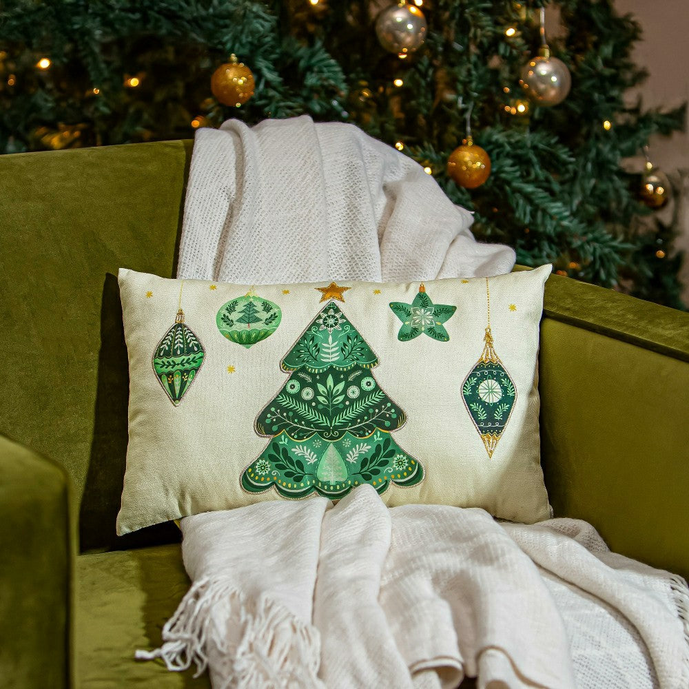 Plow & Hearth Shades of Emerald Throw Pillow Lumbar Pillow, 16"L x 10.5"H