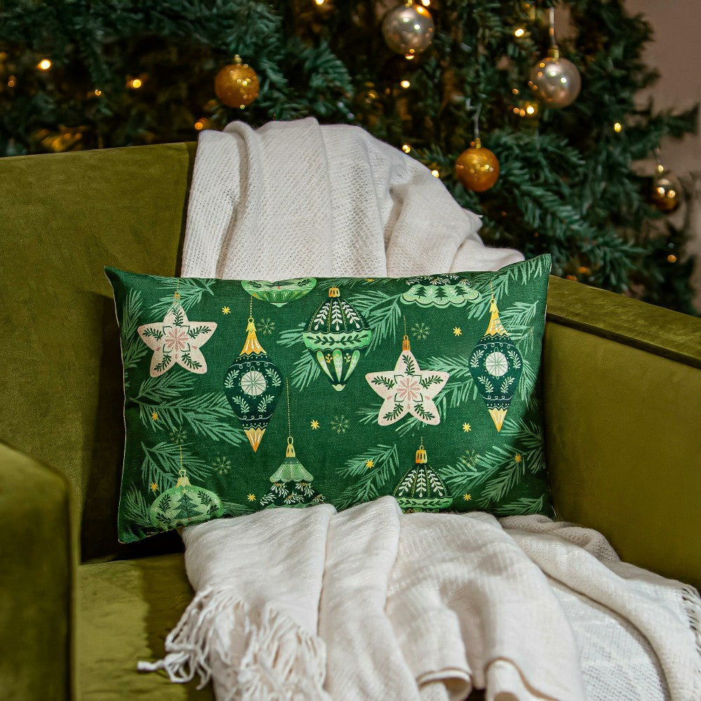 Plow & Hearth Shades of Emerald Throw Pillow Lumbar Pillow, 16"L x 10.5"H