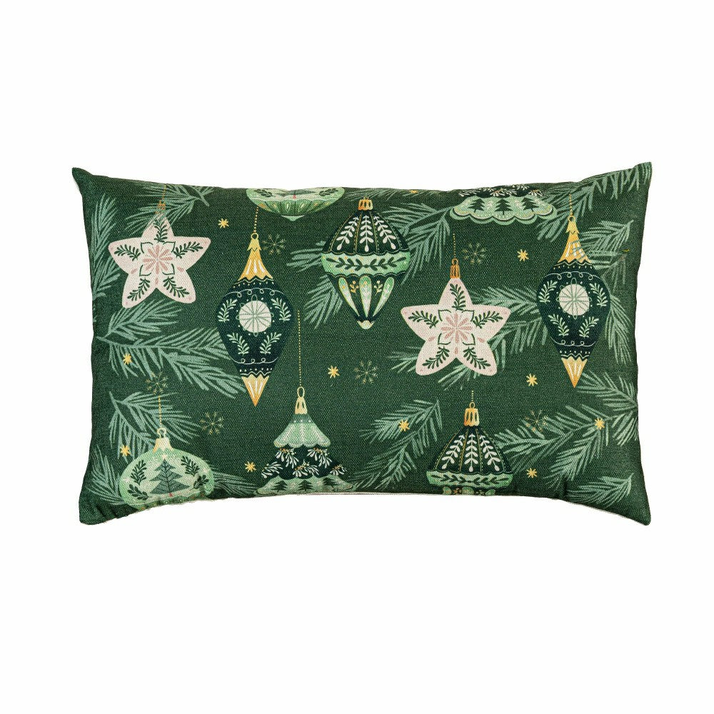 Plow & Hearth Shades of Emerald Throw Pillow Lumbar Pillow, 16"L x 10.5"H