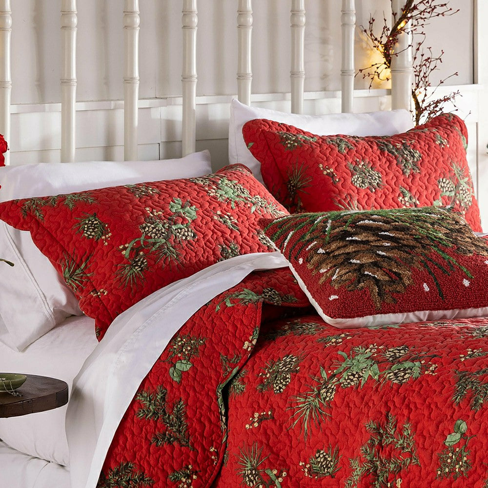 Plow & Hearth Snowy Pinecones Pillow