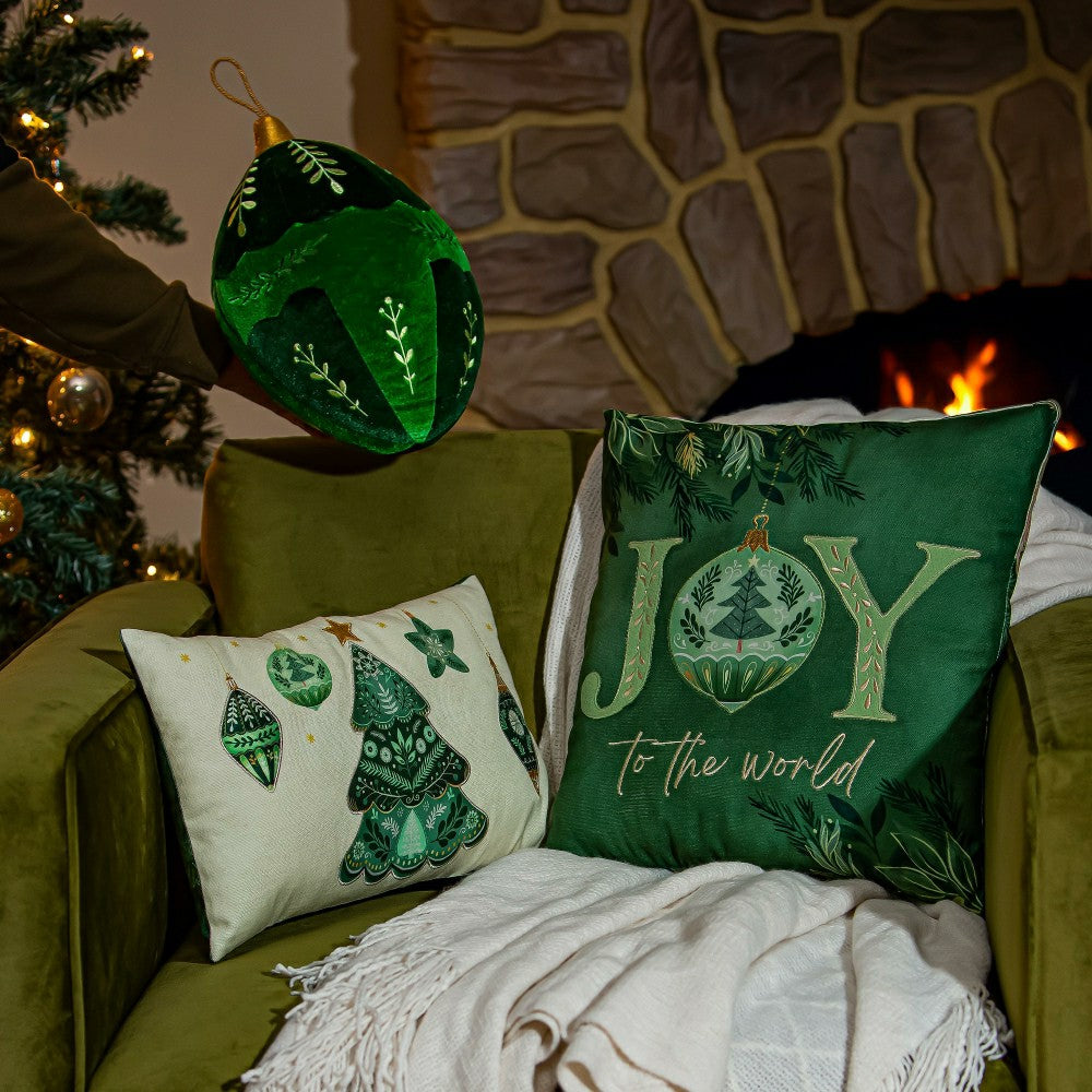 Plow & Hearth Shades of Emerald Throw Pillow Ornament Shaped Pillow, 8.25"L x 13"H