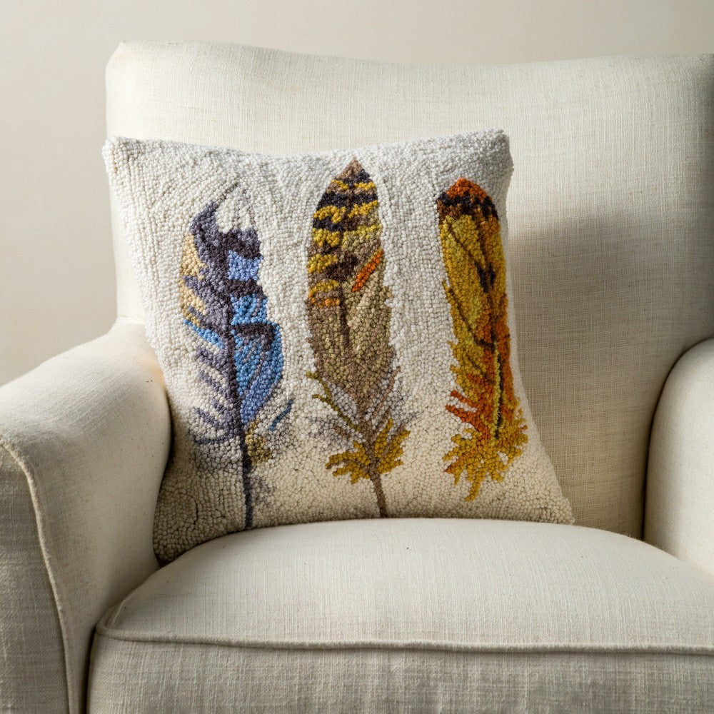Plow & Hearth Triple Feather Hand Hooked Wool Pillow
