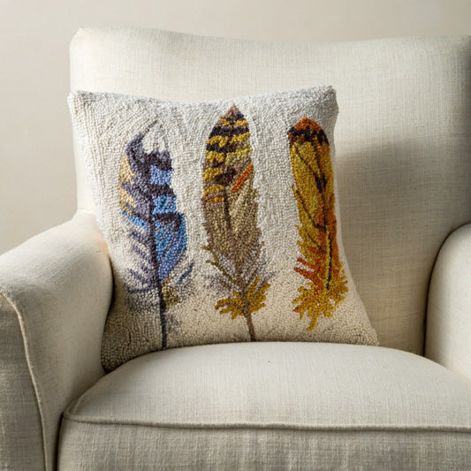 Plow & Hearth Triple Feather Hand Hooked Wool Pillow