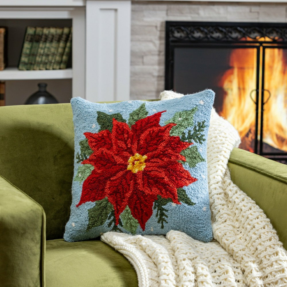 Plow & Hearth Holiday Poinsettia Hook Pillow