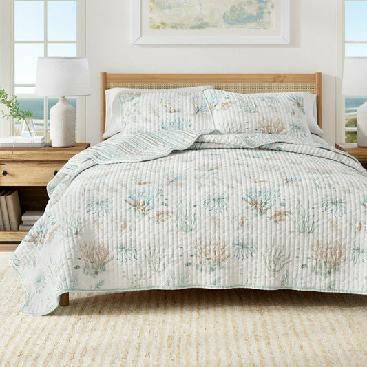 Plow & Hearth Santa Barbara Coastal Printed Cotton Quilt Set