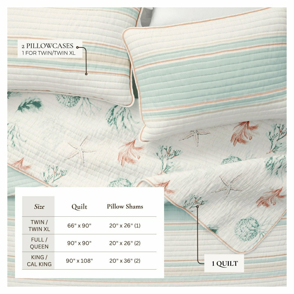 Plow & Hearth St. Augustine Coastal Printed Cotton Quilt Set