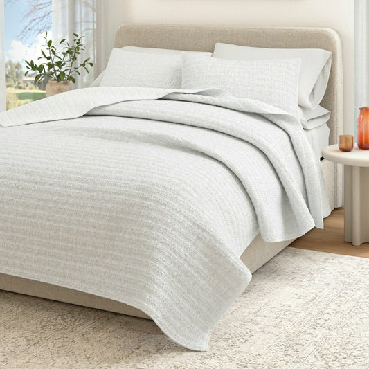 Plow & Hearth Cotton Honeycomb Waffle Garment Washed Quilt Set