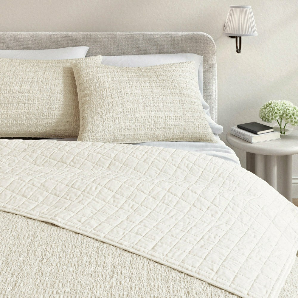 Plow & Hearth Cotton Honeycomb Waffle Garment Washed Quilt Set