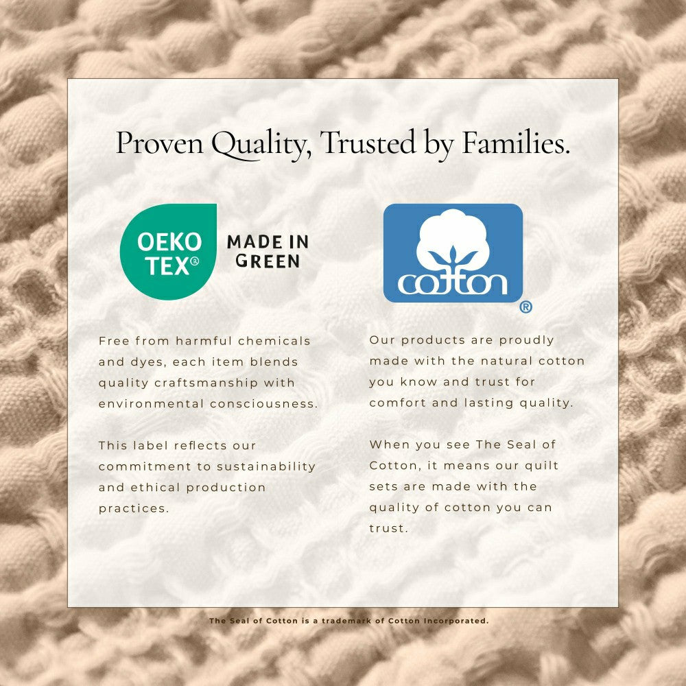 Plow & Hearth Cotton Honeycomb Waffle Garment Washed Quilt Set