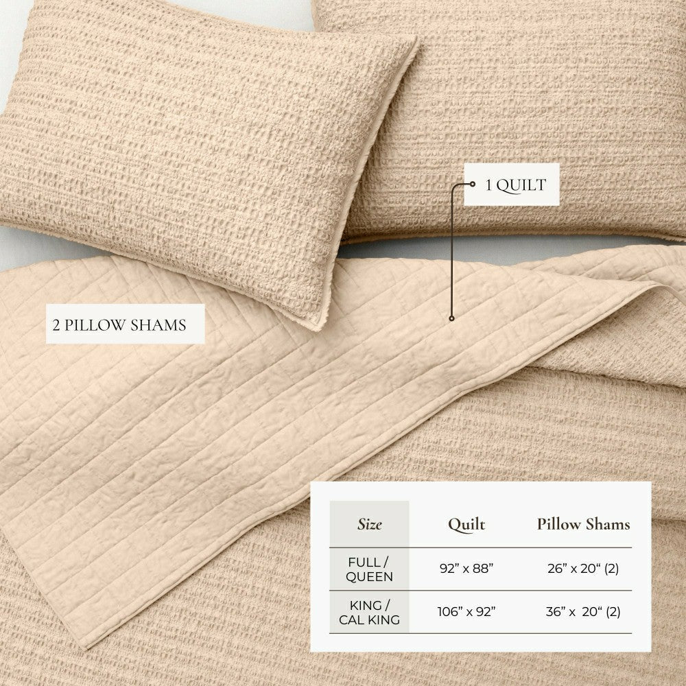 Plow & Hearth Cotton Honeycomb Waffle Garment Washed Quilt Set