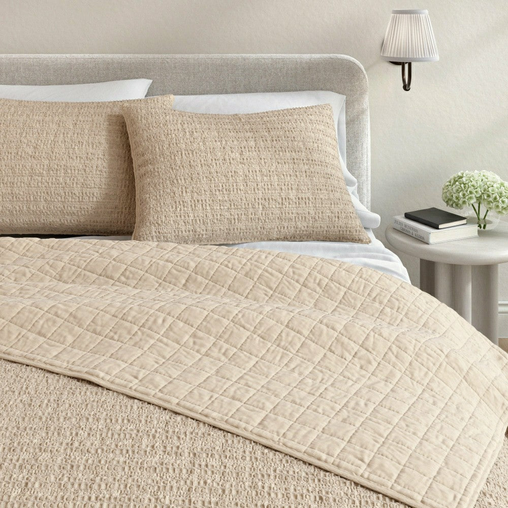 Plow & Hearth Cotton Honeycomb Waffle Garment Washed Quilt Set