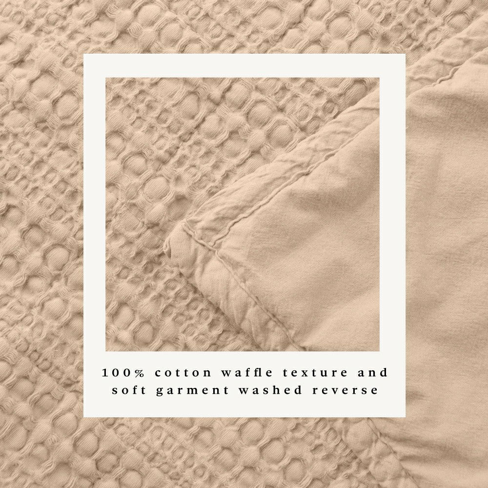 Plow & Hearth Cotton Honeycomb Waffle Garment Washed Quilt Set