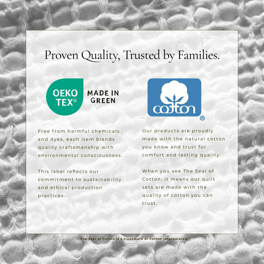 Plow & Hearth Cotton Honeycomb Waffle Garment Washed Quilt Set