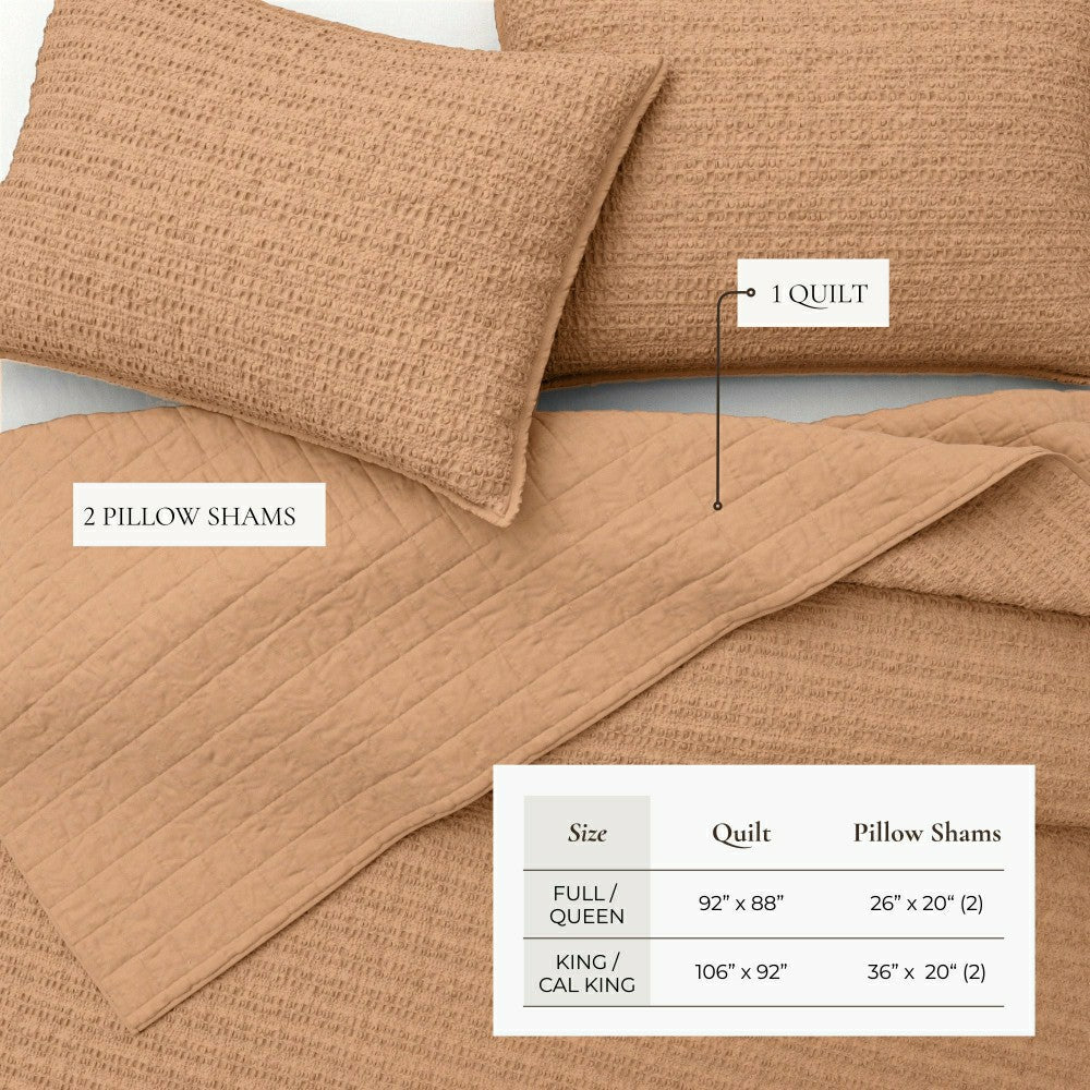 Plow & Hearth Cotton Honeycomb Waffle Garment Washed Quilt Set
