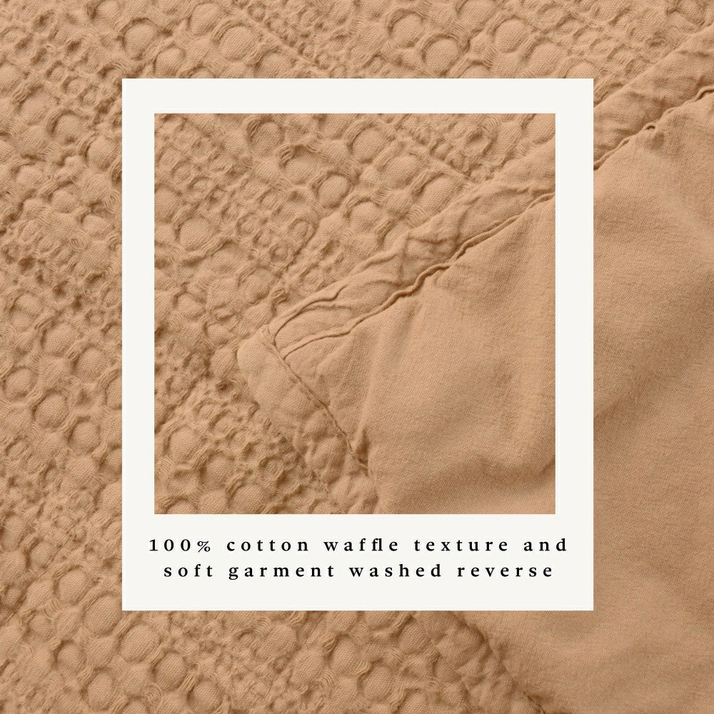 Plow & Hearth Cotton Honeycomb Waffle Garment Washed Quilt Set