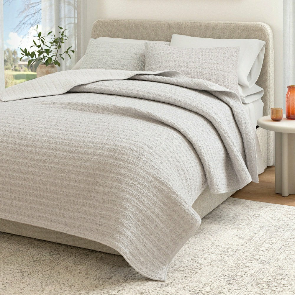 Plow & Hearth Cotton Honeycomb Waffle Garment Washed Quilt Set