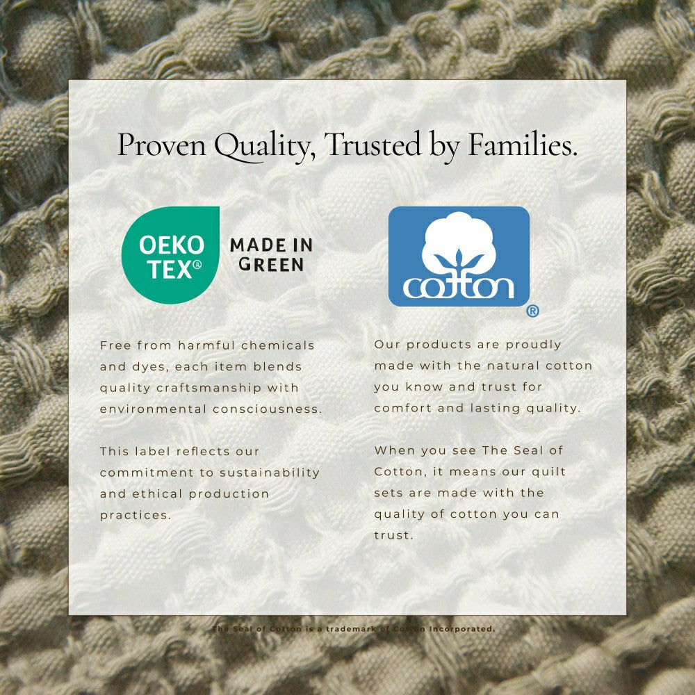Plow & Hearth Cotton Honeycomb Waffle Garment Washed Quilt Set