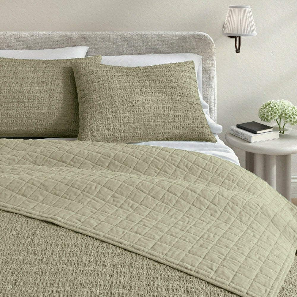 Plow & Hearth Cotton Honeycomb Waffle Garment Washed Quilt Set