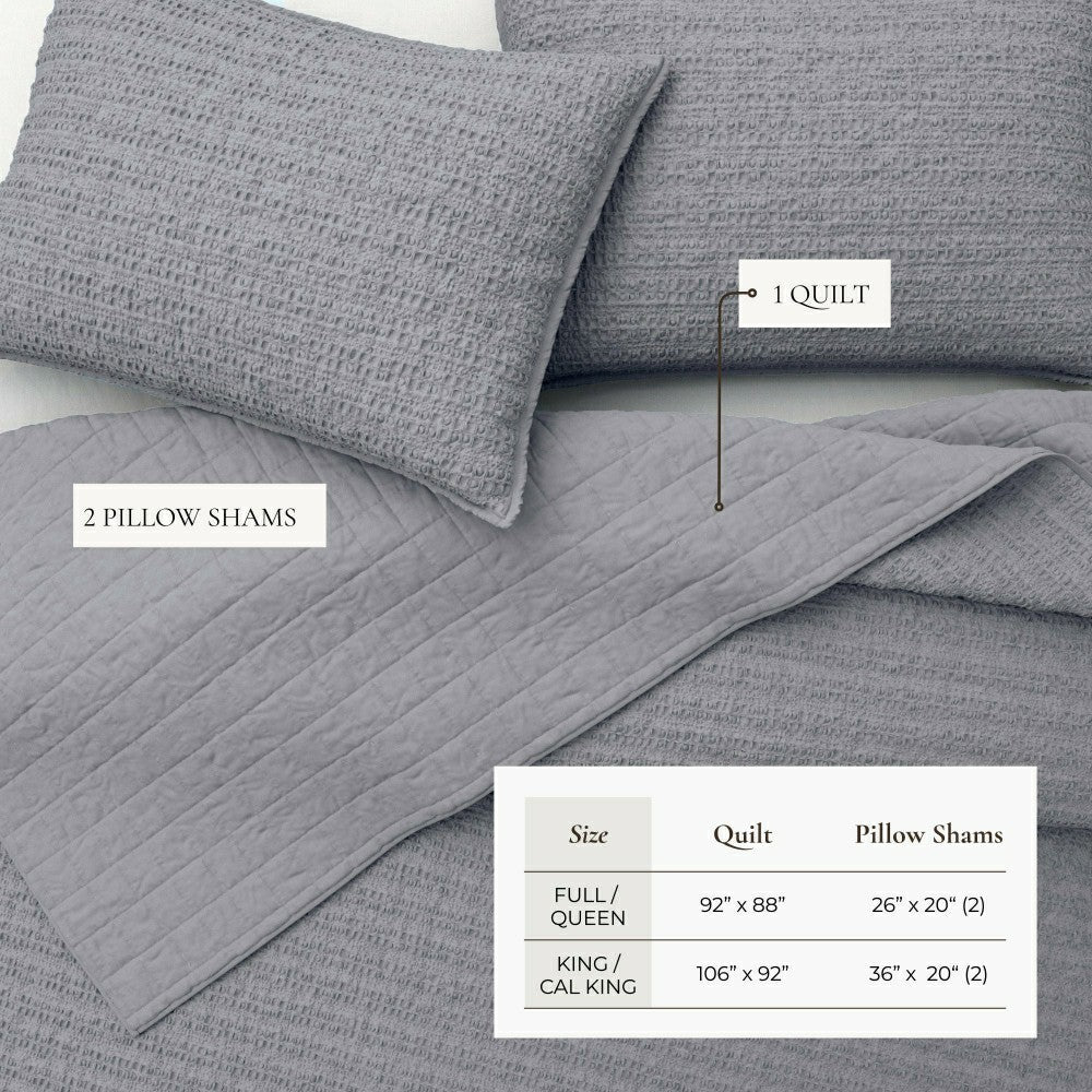 Plow & Hearth Cotton Honeycomb Waffle Garment Washed Quilt Set