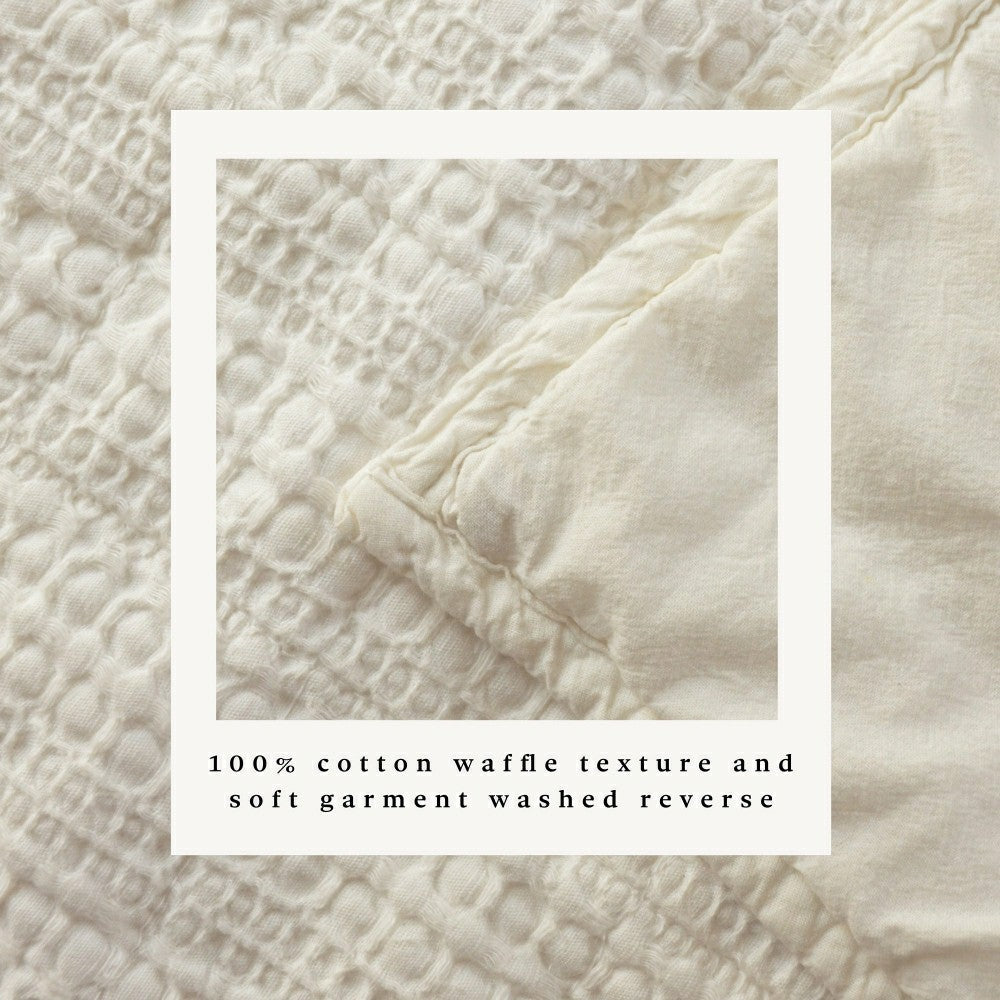 Plow & Hearth Cotton Honeycomb Waffle Garment Washed Quilt Set