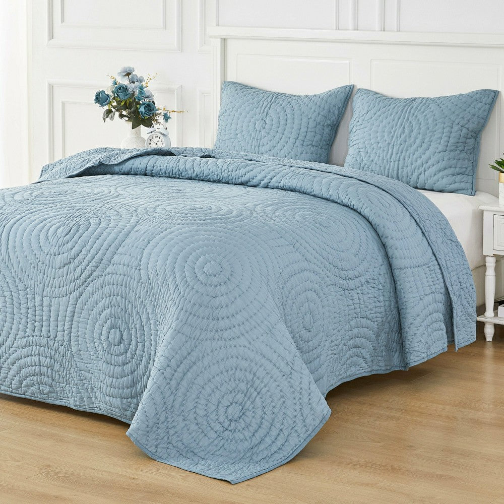 Plow & Hearth Halo Cotton Voile Hand Stitched Quilt Set