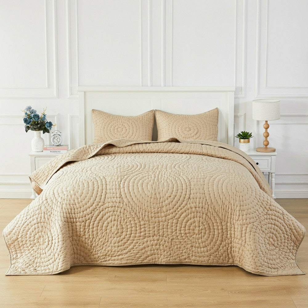 Plow & Hearth Halo Cotton Voile Hand Stitched Quilt Set
