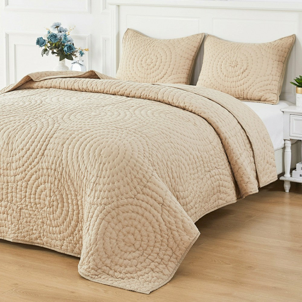 Plow & Hearth Halo Cotton Voile Hand Stitched Quilt Set