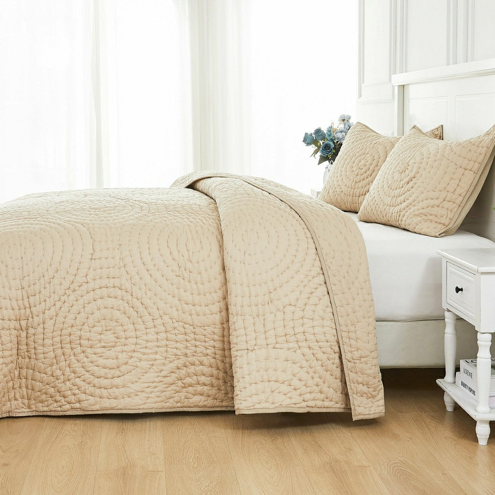 Plow & Hearth Halo Cotton Voile Hand Stitched Quilt Set