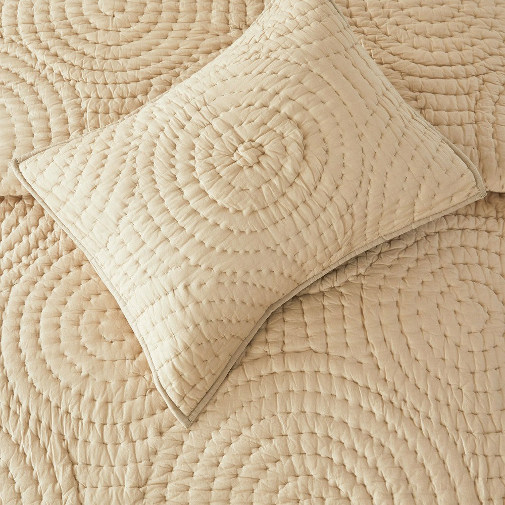 Plow & Hearth Halo Cotton Voile Hand Stitched Quilt Set
