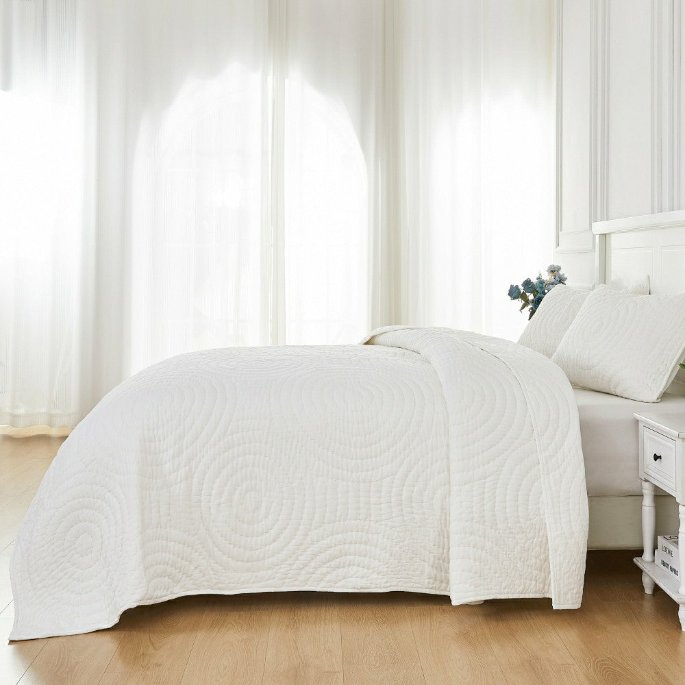Plow & Hearth Halo Cotton Voile Hand Stitched Quilt Set