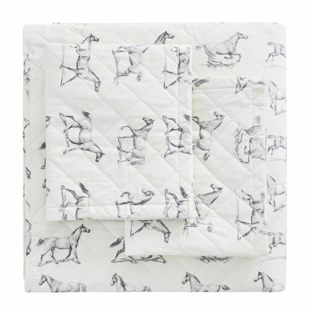 Plow & Hearth Horses Cotton Flannel Quilt Set