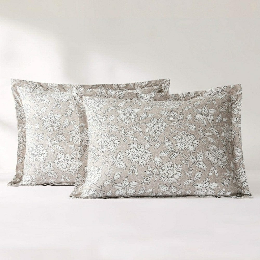Plow & Hearth Zara Floral Block Cotton Comforter 8Pc Set
