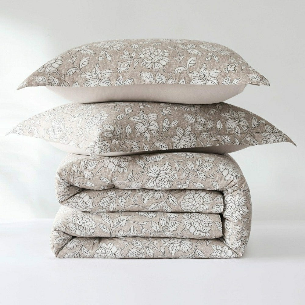 Plow & Hearth Zara Floral Block Cotton Comforter 8Pc Set