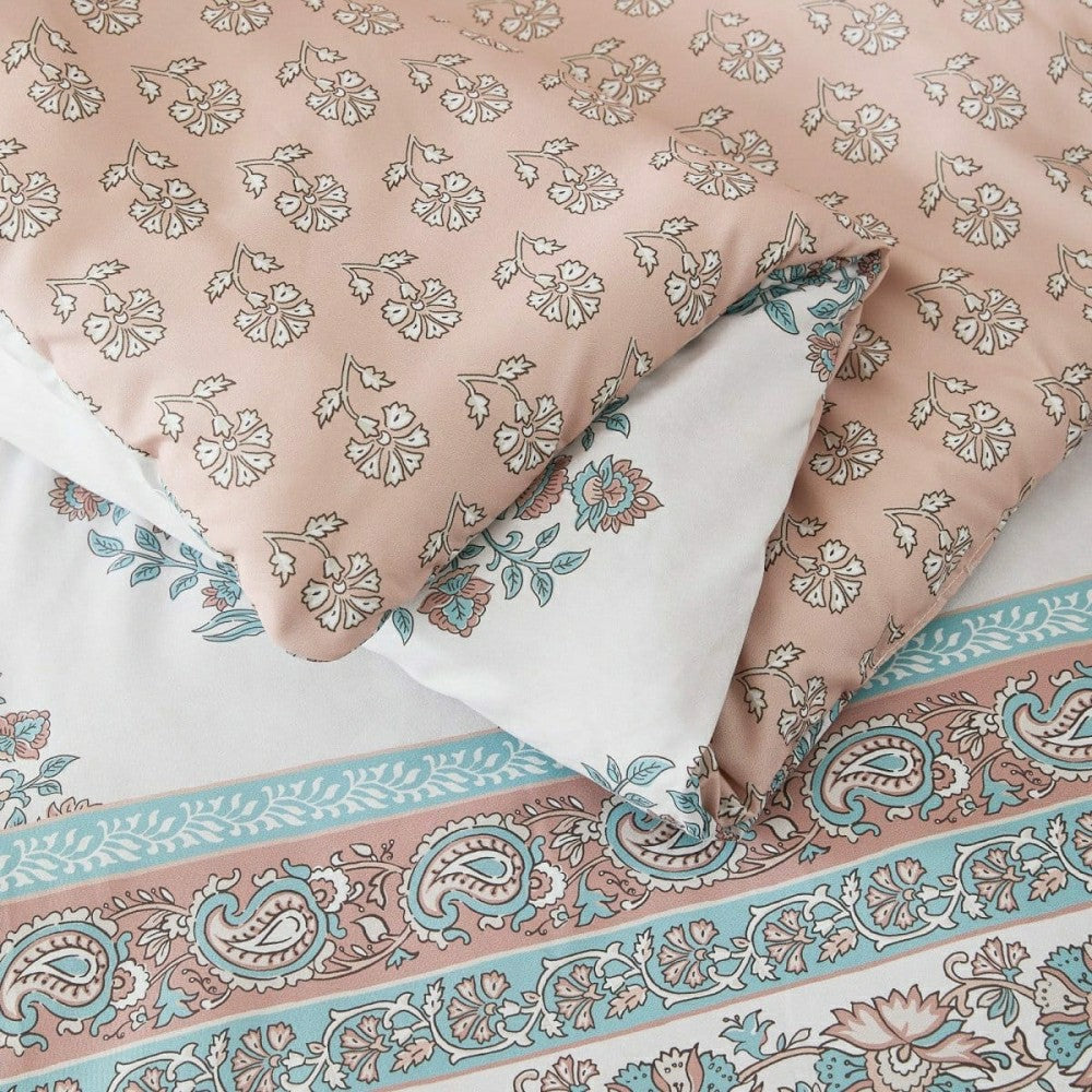 Plow & Hearth Sofia Flower Block Bouquet Comforter 5Pc Set